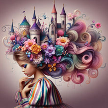 Load image into Gallery viewer, Diamond Painting - Full Round - Flower castle hair for girls (30*30CM)