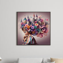 Load image into Gallery viewer, Diamond Painting - Full Round - Flower castle hair for girls (30*30CM)