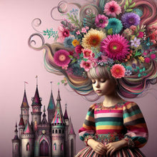 Load image into Gallery viewer, Diamond Painting - Full Round - Flower castle hair for girls (30*30CM)