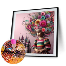 Load image into Gallery viewer, Diamond Painting - Full Round - Flower castle hair for girls (30*30CM)