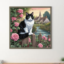 Load image into Gallery viewer, Diamond Painting - Full Round - black and white cat (30*30CM)