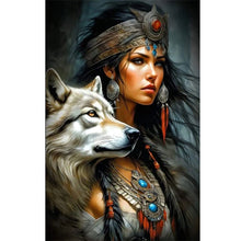 Load image into Gallery viewer, Diamond Painting - Full Round - woman and wolf (40*60CM)