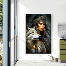 Load image into Gallery viewer, Diamond Painting - Full Round - woman and wolf (40*60CM)