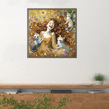 Load image into Gallery viewer, Diamond Painting - Partial Special Shaped - Children's Day Girl Kitten Dandelion Fantasy Children's World (40*40CM)