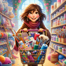 Load image into Gallery viewer, AB Diamond Painting - Full Round - girl pushing shopping cart (40*40CM)