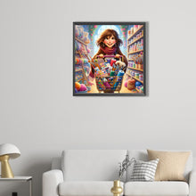 Load image into Gallery viewer, AB Diamond Painting - Full Round - girl pushing shopping cart (40*40CM)