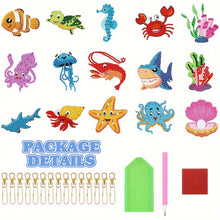 Load image into Gallery viewer, 15Pcs Double Sided Marine Life Diamond Art Keyring for Home Birthday Party Decor