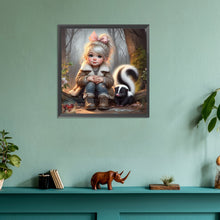 Load image into Gallery viewer, Diamond Painting - Full Round - girl and skunk (30*30CM)