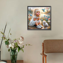 Load image into Gallery viewer, Diamond Painting - Full Round - girl and dog (30*30CM)