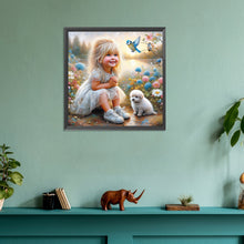 Load image into Gallery viewer, Diamond Painting - Full Round - girl and dog (30*30CM)