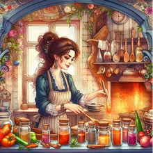 Load image into Gallery viewer, AB Diamond Painting - Full Round - cooking woman (40*40CM)