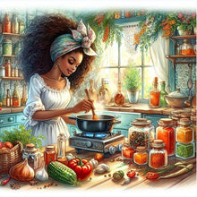 Load image into Gallery viewer, AB Diamond Painting - Full Round - cooking woman (40*40CM)