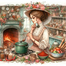 Load image into Gallery viewer, AB Diamond Painting - Full Round - cooking woman (40*40CM)