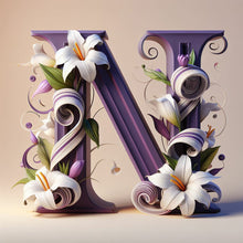 Load image into Gallery viewer, Diamond Painting - Full Round - Flower letter-N (40*40CM)