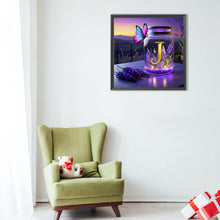 Load image into Gallery viewer, Diamond Painting - Full Round - Fantasy glass bottle butterfly letter J (40*40CM)