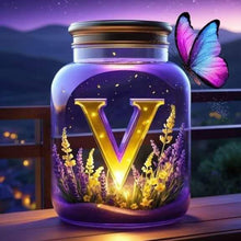 Load image into Gallery viewer, Diamond Painting - Full Round - Fantasy glass bottle butterfly letter V (40*40CM)