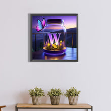 Load image into Gallery viewer, Diamond Painting - Full Round - Fantasy glass bottle butterfly letter W (40*40CM)