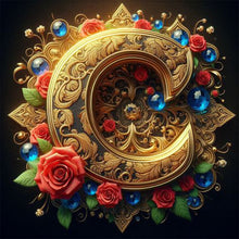 Load image into Gallery viewer, Diamond Painting - Full Round - Rose gold stamping letter C (30*30CM)