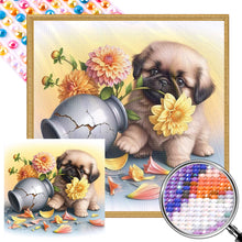 Load image into Gallery viewer, AB Diamond Painting - Full Round - Flowers and Puppy (40*40CM)