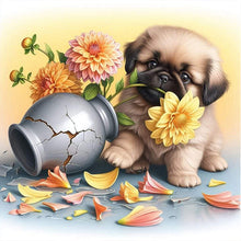Load image into Gallery viewer, AB Diamond Painting - Full Round - Flowers and Puppy (40*40CM)
