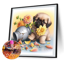 Load image into Gallery viewer, AB Diamond Painting - Full Round - Flowers and Puppy (40*40CM)
