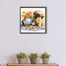 Load image into Gallery viewer, AB Diamond Painting - Full Round - Flowers and Puppy (40*40CM)