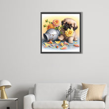Load image into Gallery viewer, AB Diamond Painting - Full Round - Flowers and Puppy (40*40CM)