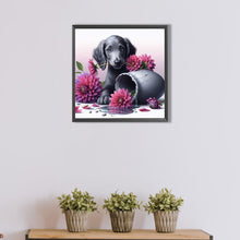 Load image into Gallery viewer, AB Diamond Painting - Full Round - Dachshund puppy with flowers (40*40CM)