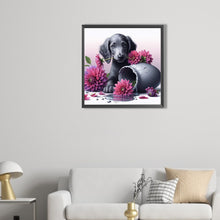Load image into Gallery viewer, AB Diamond Painting - Full Round - Dachshund puppy with flowers (40*40CM)