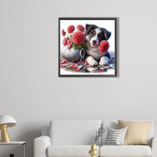 Load image into Gallery viewer, AB Diamond Painting - Full Round - Flowers and Puppy Border Collie (40*40CM)