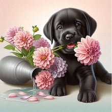 Load image into Gallery viewer, AB Diamond Painting - Full Round - Flowers and puppy labrador (40*40CM)