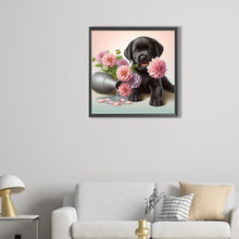 Load image into Gallery viewer, AB Diamond Painting - Full Round - Flowers and puppy labrador (40*40CM)