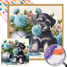 Load image into Gallery viewer, AB Diamond Painting - Full Round - Flowers and Puppy Schnauzer (40*40CM)