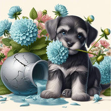 Load image into Gallery viewer, AB Diamond Painting - Full Round - Flowers and Puppy Schnauzer (40*40CM)