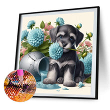 Load image into Gallery viewer, AB Diamond Painting - Full Round - Flowers and Puppy Schnauzer (40*40CM)