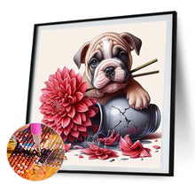 Load image into Gallery viewer, AB Diamond Painting - Full Round - Bulldog puppy with flowers (40*40CM)