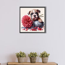 Load image into Gallery viewer, AB Diamond Painting - Full Round - Bulldog puppy with flowers (40*40CM)
