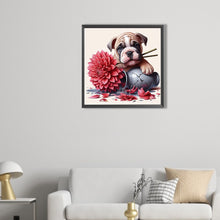 Load image into Gallery viewer, AB Diamond Painting - Full Round - Bulldog puppy with flowers (40*40CM)