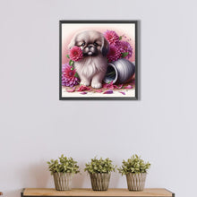 Load image into Gallery viewer, AB Diamond Painting - Full Round - Flowers and puppy Pekingese (40*40CM)
