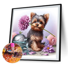 Load image into Gallery viewer, AB Diamond Painting - Full Round - Flowers and Yorkie puppy (40*40CM)