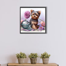 Load image into Gallery viewer, AB Diamond Painting - Full Round - Flowers and Yorkie puppy (40*40CM)