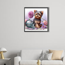 Load image into Gallery viewer, AB Diamond Painting - Full Round - Flowers and Yorkie puppy (40*40CM)