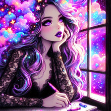 Load image into Gallery viewer, AB Diamond Painting - Full Round - girl by the window (40*40CM)