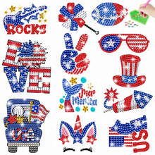 Load image into Gallery viewer, 12/16Pcs Independence Day Elements Diamond Painting Sticker Rhinestone Stickers