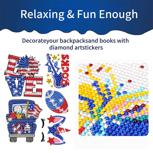 12/16Pcs Independence Day Elements Diamond Painting Sticker Rhinestone Stickers