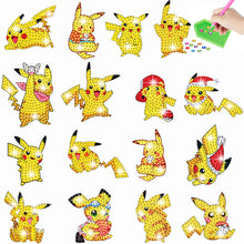 Load image into Gallery viewer, 16/27Pcs Pikachu Pokémon Diamond Painting Sticker Cartoon Animal Crystal Diamond Sticker