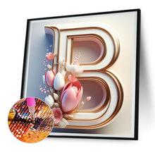 Load image into Gallery viewer, Diamond Painting - Full Round - Pink flower letter B (30*30CM)