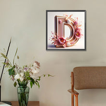 Load image into Gallery viewer, Diamond Painting - Full Round - pink flower letter D (30*30CM)