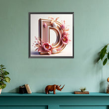 Load image into Gallery viewer, Diamond Painting - Full Round - pink flower letter D (30*30CM)