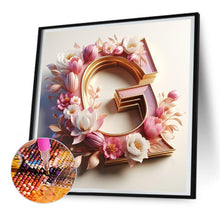 Load image into Gallery viewer, Diamond Painting - Full Round - pink flower letter G (30*30CM)